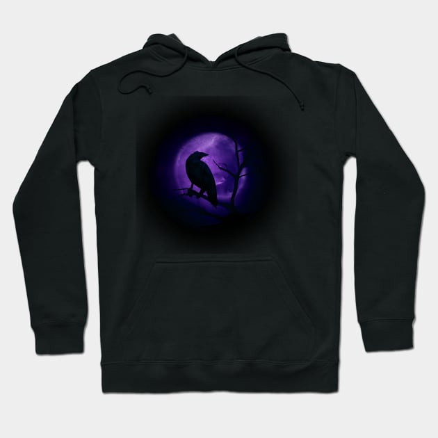 Raven and full moon Hoodie by orange-teal